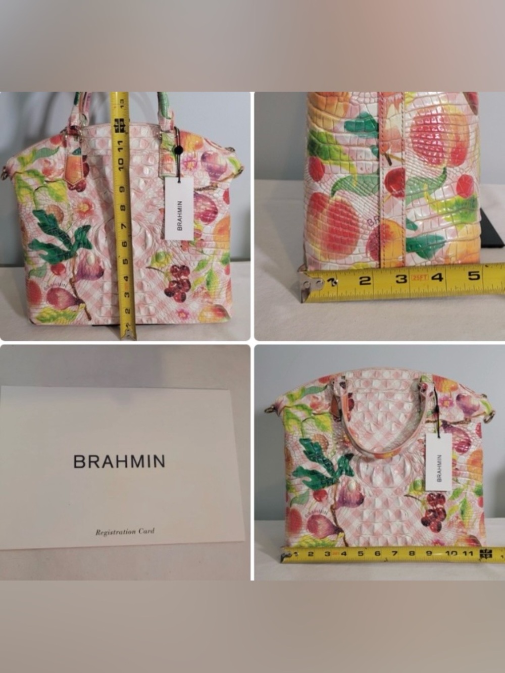 Brahmin Large Duxbury Satchel Fruit Salad Ombre Melbourne Leather Handbag NWT - Picture 16 of 16